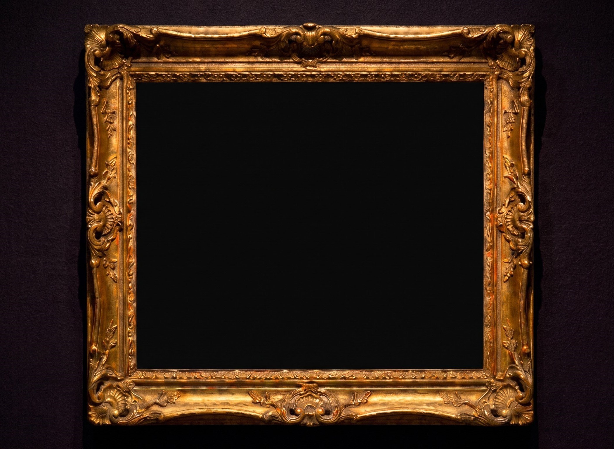 An ornate gilded frame on a dark gallery wall, presenting the Cultivé wordmark